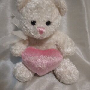 Mother's Day basket small stuffer gift plush stuff animal white w/pink heart